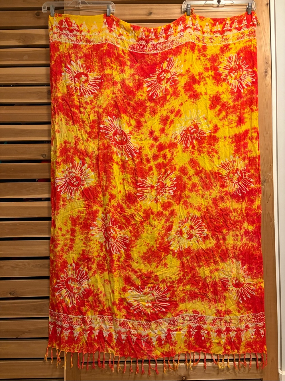 Boho Tie-Dye Sun Print Yellow & Orange Sarong Blanket scarf